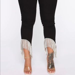 Silver jeweled bottom Jean